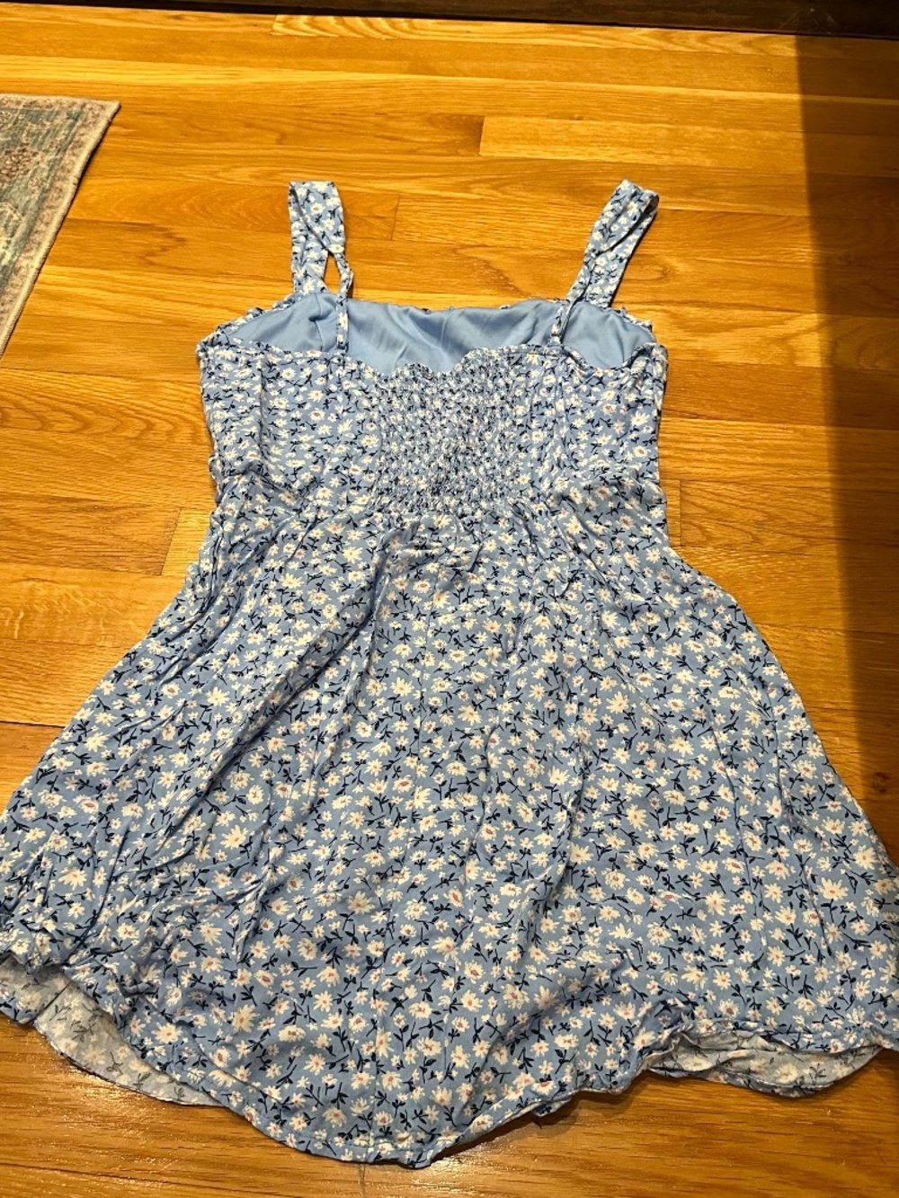 Trixxi Light Blue Floral Smocked Mini Dress